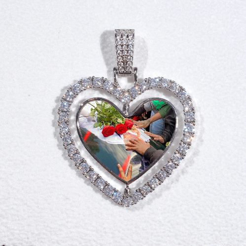 3D Spinning 2-Faced Heart Custom Picture Pendant