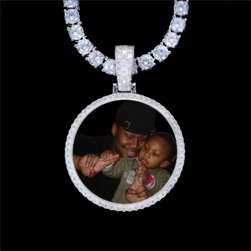 925S & VVS Moissanite 3D Circle Custom Picture Pendant