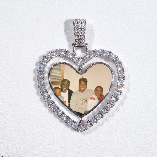 3D Spinning 2-Faced Heart Custom Picture Pendant