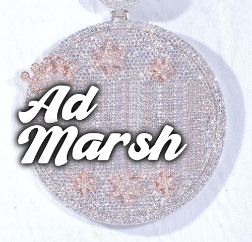 CUSTOM LETTER NECKLACE 3D BIG CROWN DISC