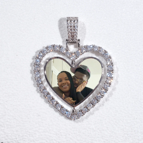 3D Spinning 2-Faced Heart Custom Picture Pendant