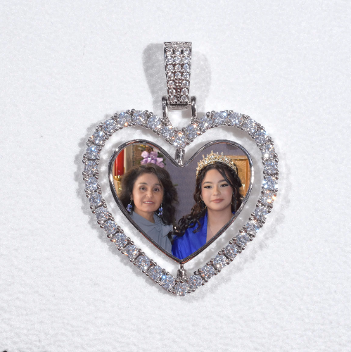 3D Spinning 2-Faced Heart Custom Picture Pendant