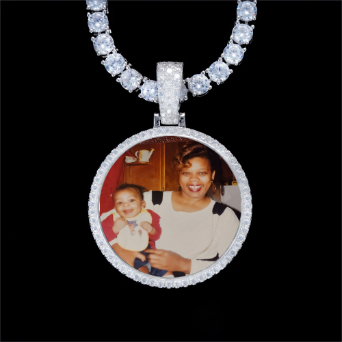 925S & VVS Moissanite 3D Circle Custom Picture Pendant