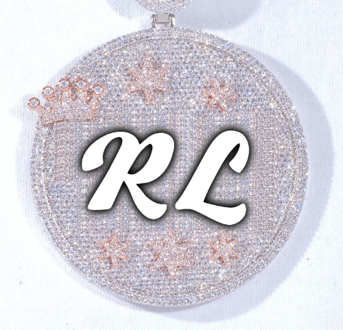 CUSTOM LETTER NECKLACE 3D BIG CROWN DISC