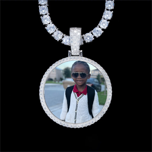 925S & VVS Moissanite 3D Circle Custom Picture Pendant
