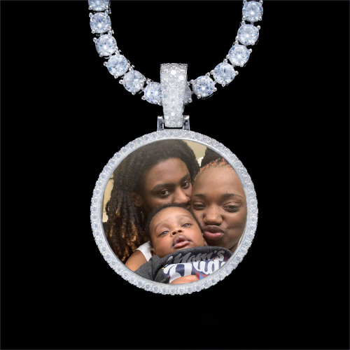 925S & VVS Moissanite 3D Circle Custom Picture Pendant