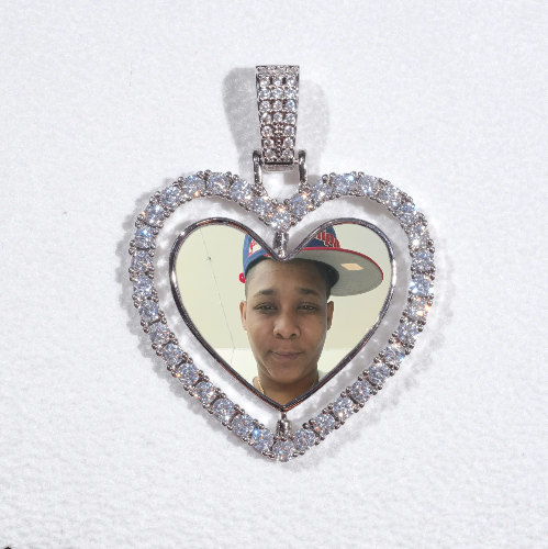 3D Spinning 2-Faced Heart Custom Picture Pendant