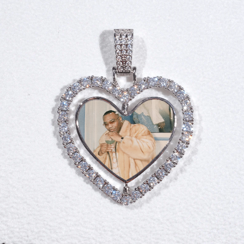 3D Spinning 2-Faced Heart Custom Picture Pendant