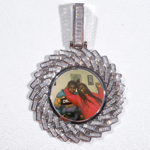 Large 3D Baguette Custom Picture Pendant