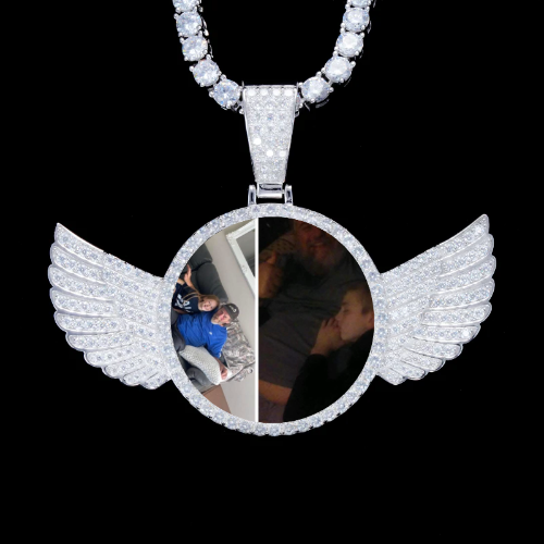 925S & VVS Moissanite 3D Wing Custom Picture Pendant