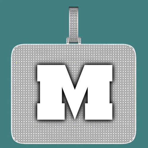CUSTOM LETTER NECKLACE 3D BIG SQUARE