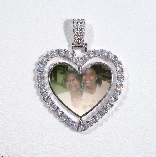 3D Spinning 2-Faced Heart Custom Picture Pendant