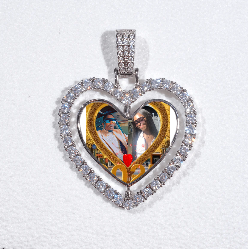 3D Spinning 2-Faced Heart Custom Picture Pendant