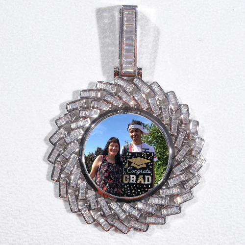 Large 3D Baguette Custom Picture Pendant
