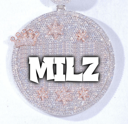 CUSTOM LETTER NECKLACE 3D BIG CROWN DISC