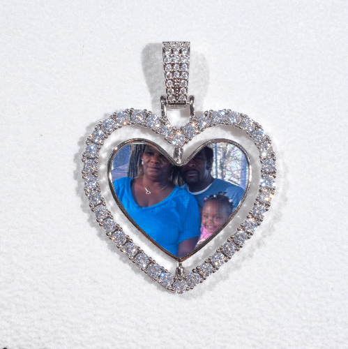 3D Spinning 2-Faced Heart Custom Picture Pendant
