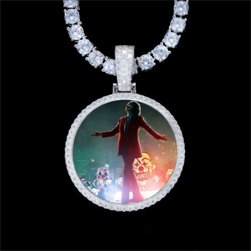 925S & VVS Moissanite 3D Circle Custom Picture Pendant