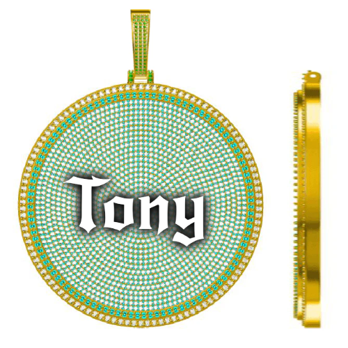 CUSTOM LETTER NECKLACE 3D BIG DISC