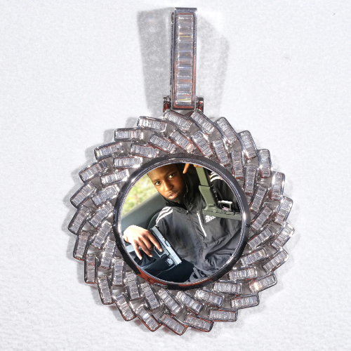 Large 3D Baguette Custom Picture Pendant