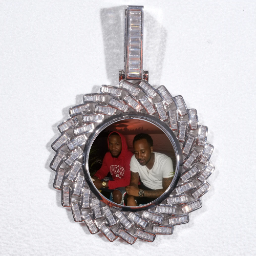 Large 3D Baguette Custom Picture Pendant