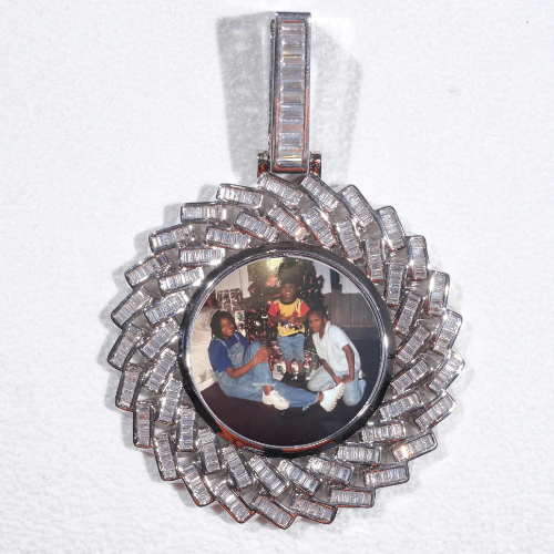 Large 3D Baguette Custom Picture Pendant
