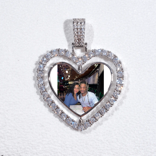3D Spinning 2-Faced Heart Custom Picture Pendant