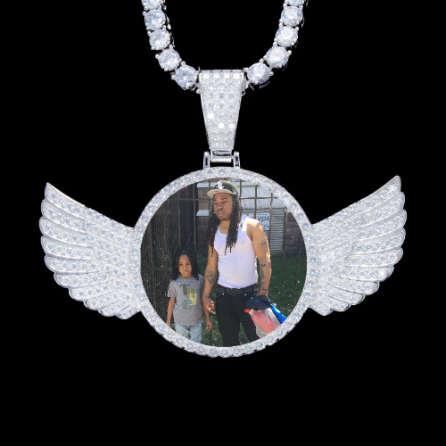 925S & VVS Moissanite 3D Wing Custom Picture Pendant
