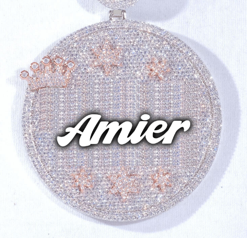 CUSTOM LETTER NECKLACE 3D BIG CROWN DISC