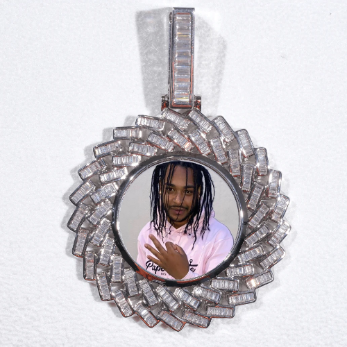 Large 3D Baguette Custom Picture Pendant