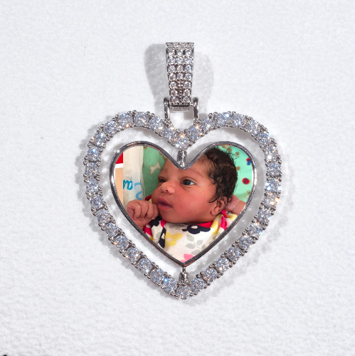3D Spinning 2-Faced Heart Custom Picture Pendant