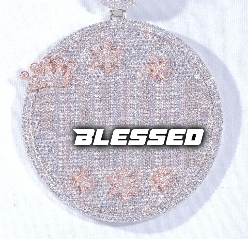 CUSTOM LETTER NECKLACE 3D BIG CROWN DISC