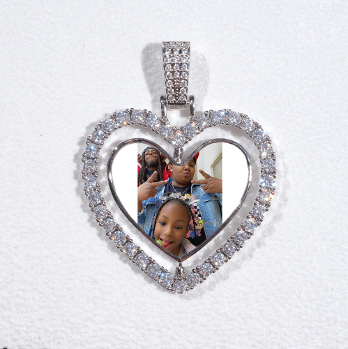 3D Spinning 2-Faced Heart Custom Picture Pendant