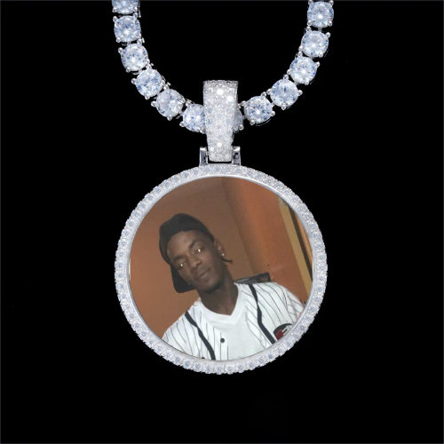 925S & VVS Moissanite 3D Circle Custom Picture Pendant
