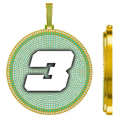 CUSTOM LETTER NECKLACE 3D BIG DISC