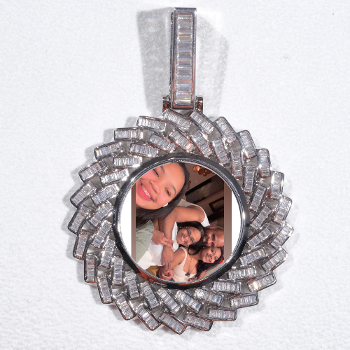 Large 3D Baguette Custom Picture Pendant