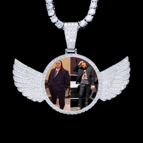 925S & VVS Moissanite 3D Wing Custom Picture Pendant