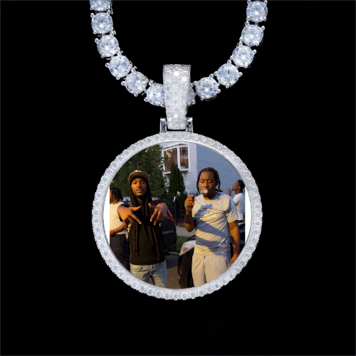 925S & VVS Moissanite 3D Circle Custom Picture Pendant