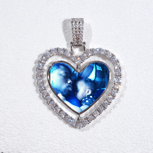 3D Spinning 2-Faced Heart Custom Picture Pendant