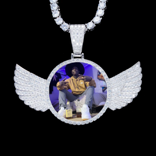 925S & VVS Moissanite 3D Wing Custom Picture Pendant