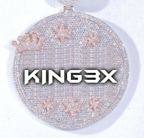 CUSTOM LETTER NECKLACE 3D BIG CROWN DISC