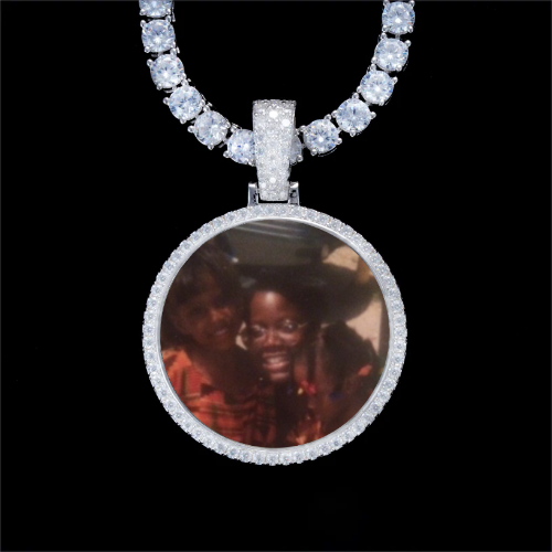 925S & VVS Moissanite 3D Circle Custom Picture Pendant