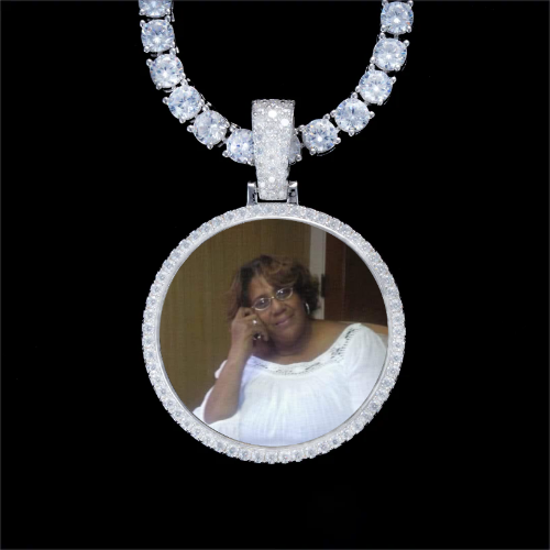 925S & VVS Moissanite 3D Circle Custom Picture Pendant