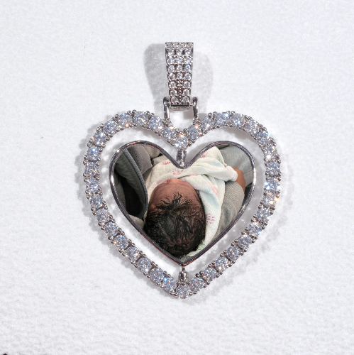 3D Spinning 2-Faced Heart Custom Picture Pendant