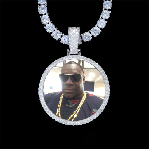 925S & VVS Moissanite 3D Circle Custom Picture Pendant