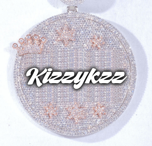 CUSTOM LETTER NECKLACE 3D BIG CROWN DISC