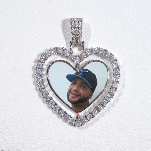 3D Spinning 2-Faced Heart Custom Picture Pendant