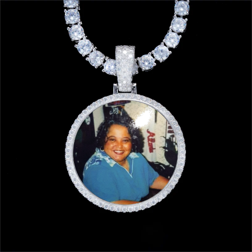 925S & VVS Moissanite 3D Circle Custom Picture Pendant