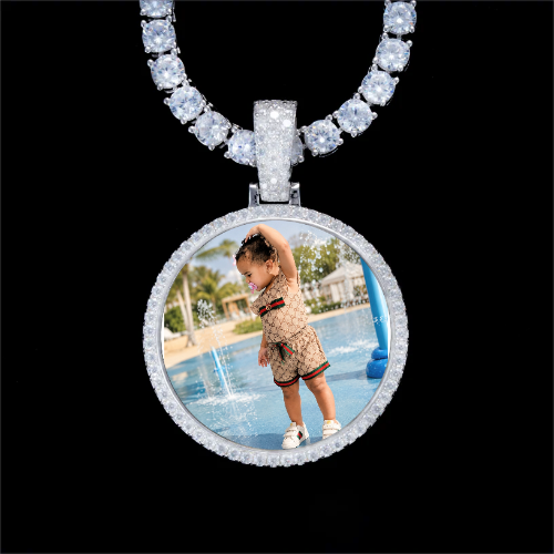 925S & VVS Moissanite 3D Circle Custom Picture Pendant
