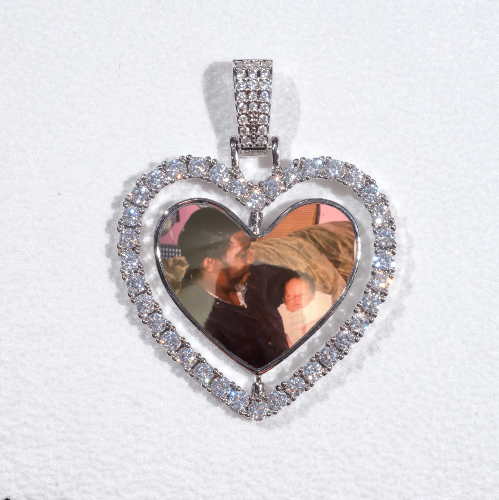 3D Spinning 2-Faced Heart Custom Picture Pendant