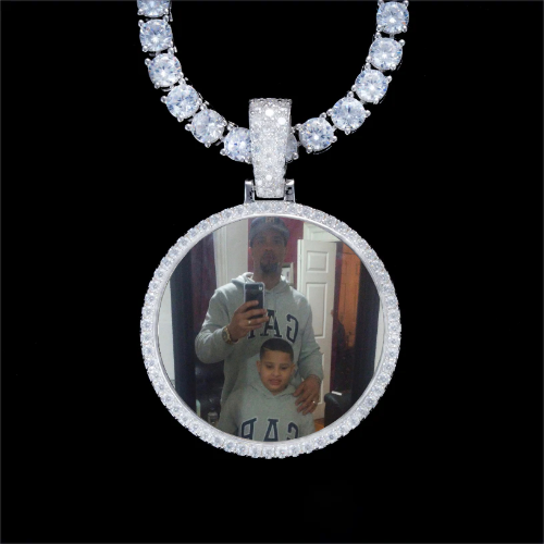 925S & VVS Moissanite 3D Circle Custom Picture Pendant